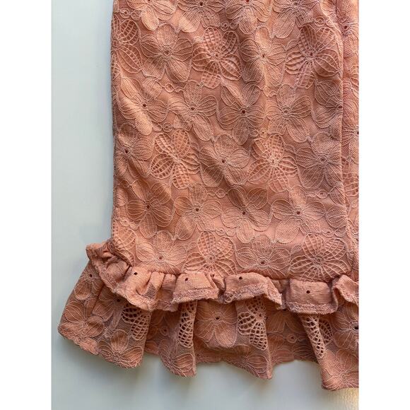 Selfie Leslie Verona Off-Shoulder Lace Overlay Mini Dress Orange Size Small - Picture 7 of 10